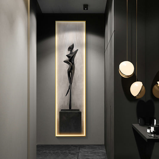 Abstrakte Skulpturen-Leinwand ‘Silhouette Focus’ – Moderne Eleganz mit Beleuchtung